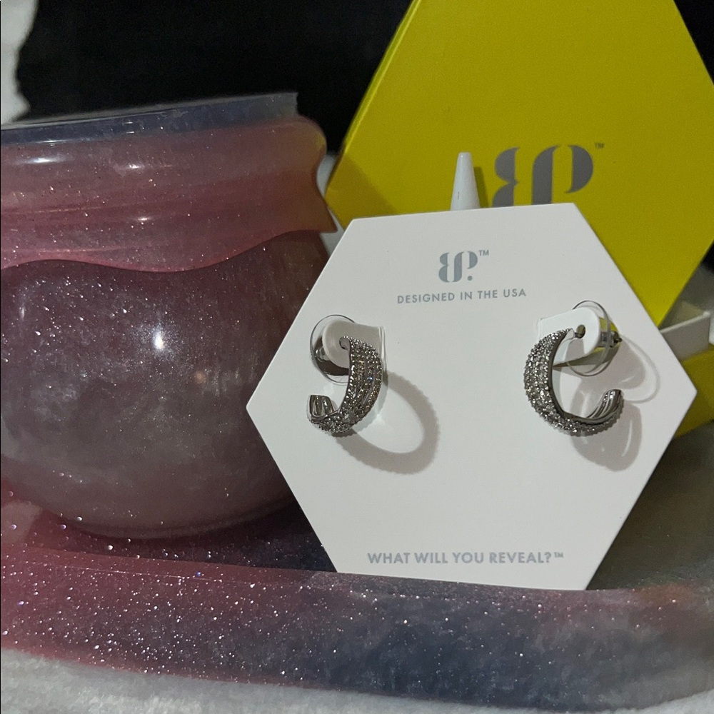 BP Silver Textured Hoop Earrings